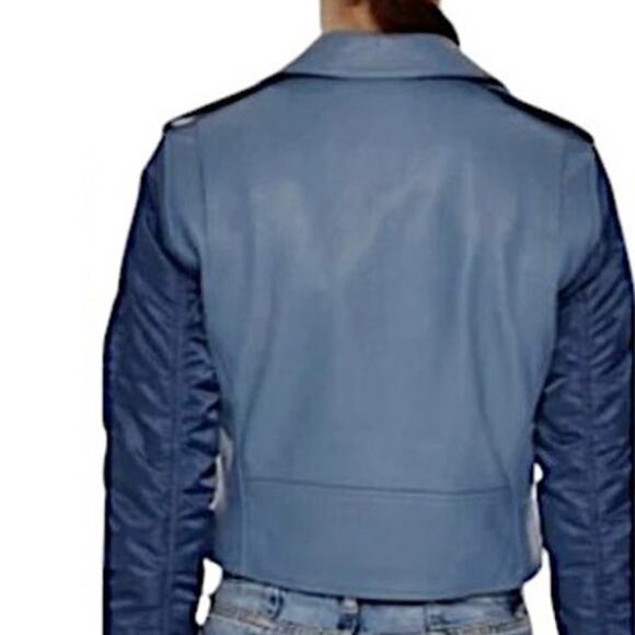 Sandro Blue Leather Jacket | Size 2 - Picture 14 of 15